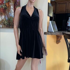 Goth stretch velvet Elegant halter mini S Black Velvet Dress nwt